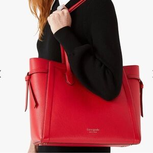 Kate Spade Large Red Leather “Knott” Tote Bag